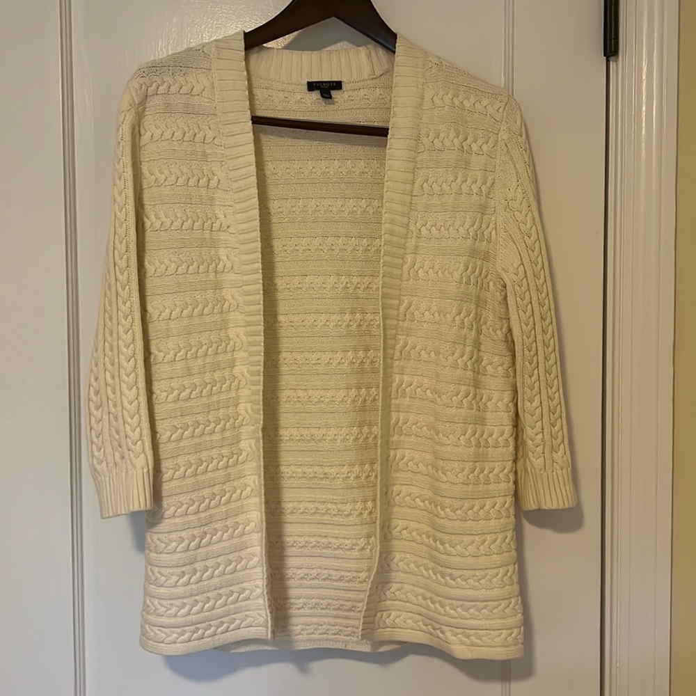 Talbots cream cable-knit cardigan